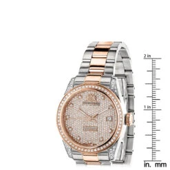Women's 1.5ct Diamond Watch Two Tone Rose Gold Plated Luxurman Tribeca -Luxurman two tone rose gold plated womens diamond watch 15ct luxurman tribeca ruler