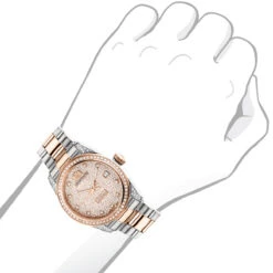 Women's 1.5ct Diamond Watch Two Tone Rose Gold Plated Luxurman Tribeca -Luxurman two tone rose gold plated womens diamond watch 15ct luxurman tribecabod