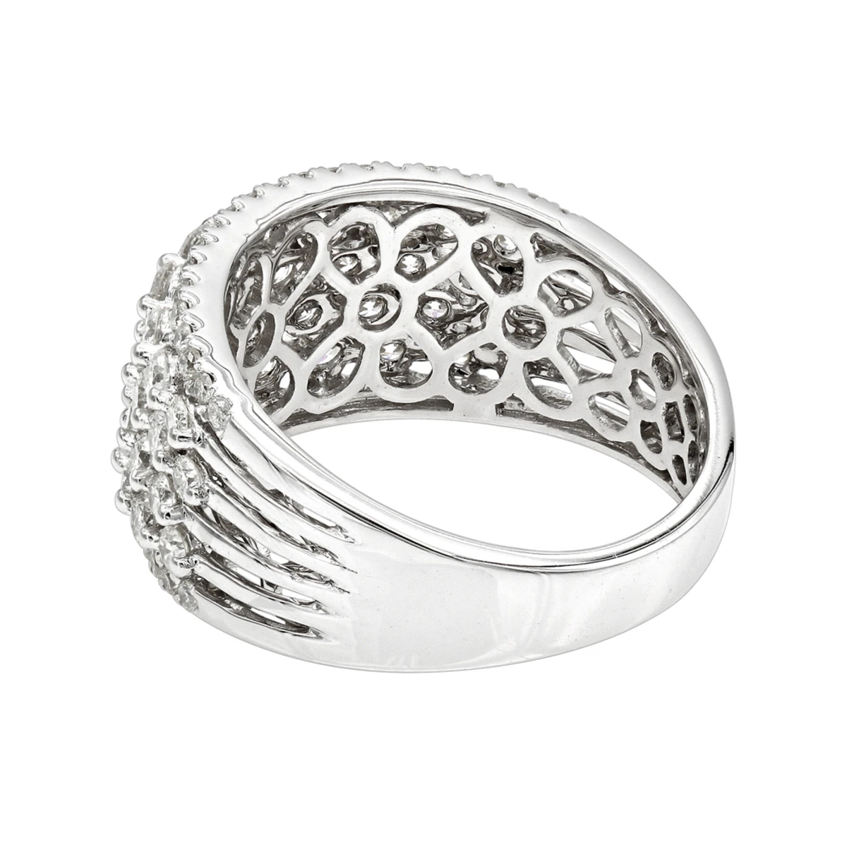 Unique Luxurman Bands: 14K Rose Gold Wide Diamond Ring For Women 2 Carat 4 Unique Luxurman Bands: 14K Rose Gold Wide Diamond Ring For Women 2 Carat - Image 4