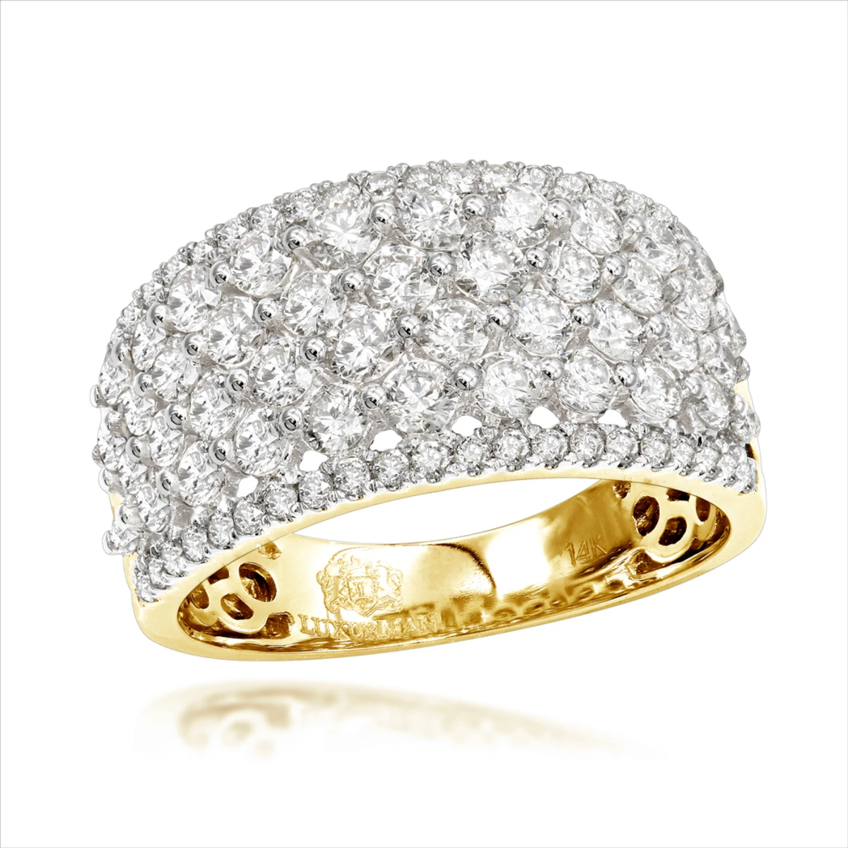 Unique Luxurman Bands: 14K Rose Gold Wide Diamond Ring For Women 2 Carat 3 Unique Luxurman Bands: 14K Rose Gold Wide Diamond Ring For Women 2 Carat - Image 3