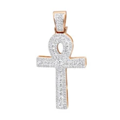 Unique 1 Carat Diamond Cross Pendant Egyptian Ankh Symbol Of Life 14K Yellow Gold -Luxurman unique 1 carat diamond cross pendant egyptian ankh symbol of life 14k gold ro