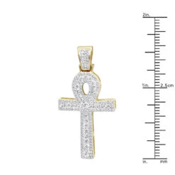 Unique 1 Carat Diamond Cross Pendant Egyptian Ankh Symbol Of Life 14K Yellow Gold -Luxurman unique 1 carat diamond cross pendant egyptian ankh symbol of life 14k gold rulerye