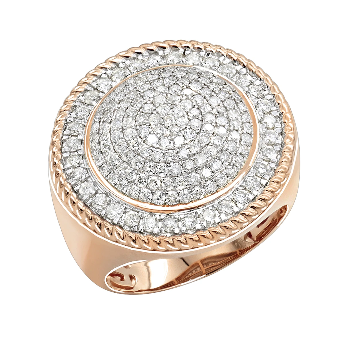 Unique 10K Yellow Gold 2 Carat Large Diamond Ring For Men Round Shape By Luxurman 3 Unique 10K Yellow Gold 2 Carat Large Diamond Ring For Men Round Shape By Luxurman - Image 3