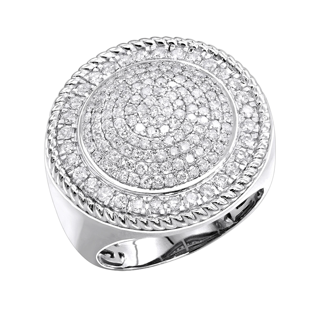 Unique 10K Yellow Gold 2 Carat Large Diamond Ring For Men Round Shape By Luxurman 2 Unique 10K Yellow Gold 2 Carat Large Diamond Ring For Men Round Shape By Luxurman - Image 2