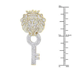 Unique 10K Yellow Gold Diamond King Lion Head Pendant With Key For Men 1 Carat -Luxurman unique 10k gold diamond king lion head pendant with key for men 1 carat rulerye