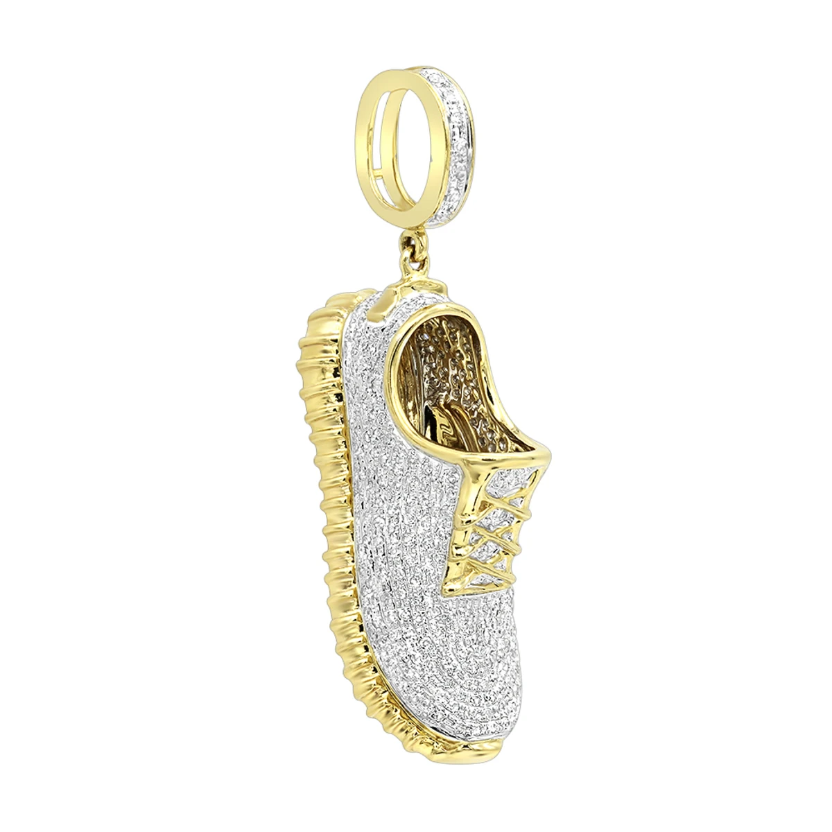 Unique 10K Yellow Gold Sneaker Shoe Diamond Pendant For Men 1.13ct By Luxurman 1 Unique 10K Yellow Gold Sneaker Shoe Diamond Pendant For Men 1.13ct By Luxurman
