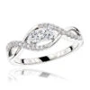 Unique 14K White Gold 2 Stone Diamond Infinity Ring For Women By Luxurman 0.4ct