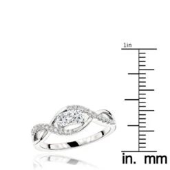 Unique 14K White Gold 2 Stone Diamond Infinity Ring For Women By Luxurman 0.4ct -Luxurman unique 14k gold 2 stone diamond infinity ring for women by luxurman 04ct rulerwh