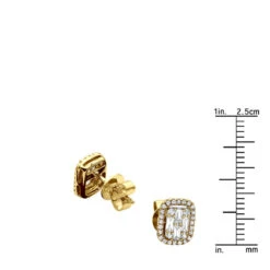 Unique Women's Or Men's Round & Baguette Diamond Cluster Earrings Studs 0.6ct -Luxurman unique 14k gold cluster diamond earrings studs for men women 06ct 803208 rulerye