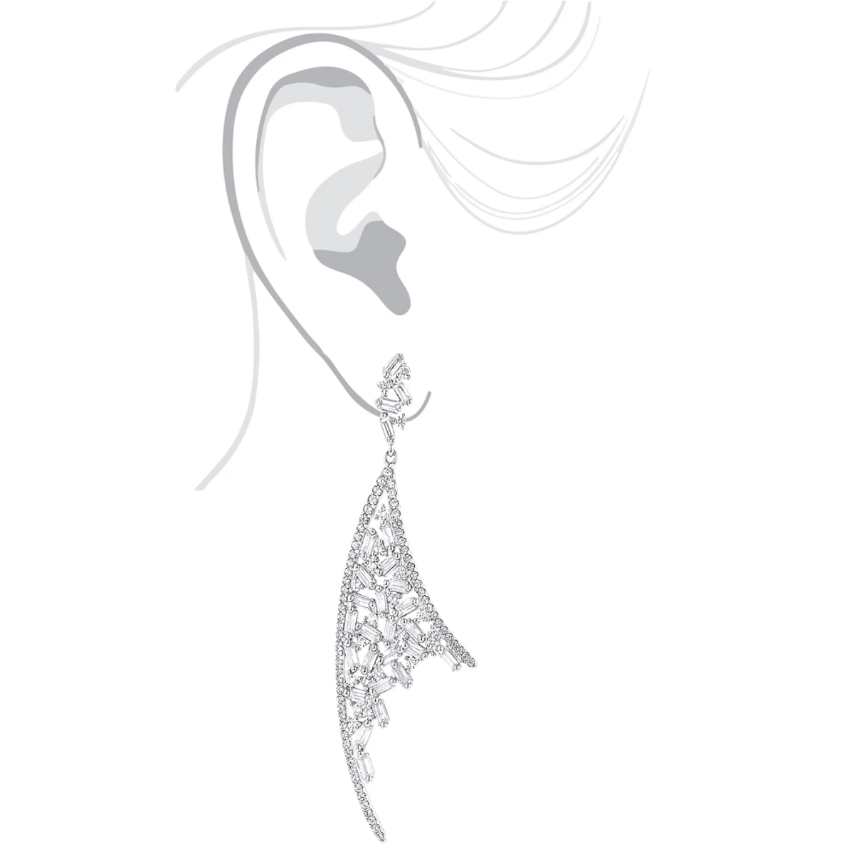 Unique 14K White Gold Designer Diamond Earrings 3.3ct 5 Unique 14K White Gold Designer Diamond Earrings 3.3ct - Image 5