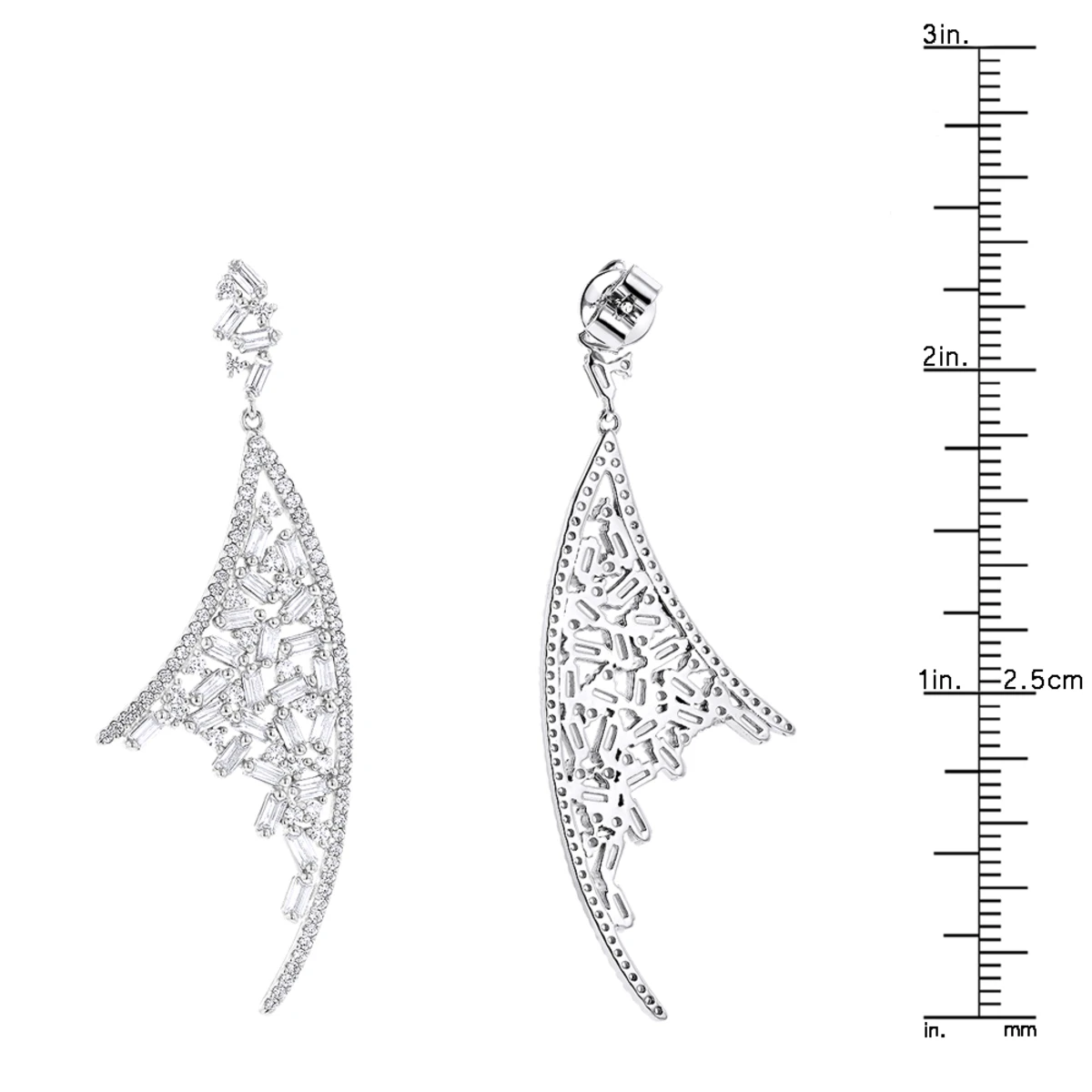 Unique 14K White Gold Designer Diamond Earrings 3.3ct 6 Unique 14K White Gold Designer Diamond Earrings 3.3ct - Image 6