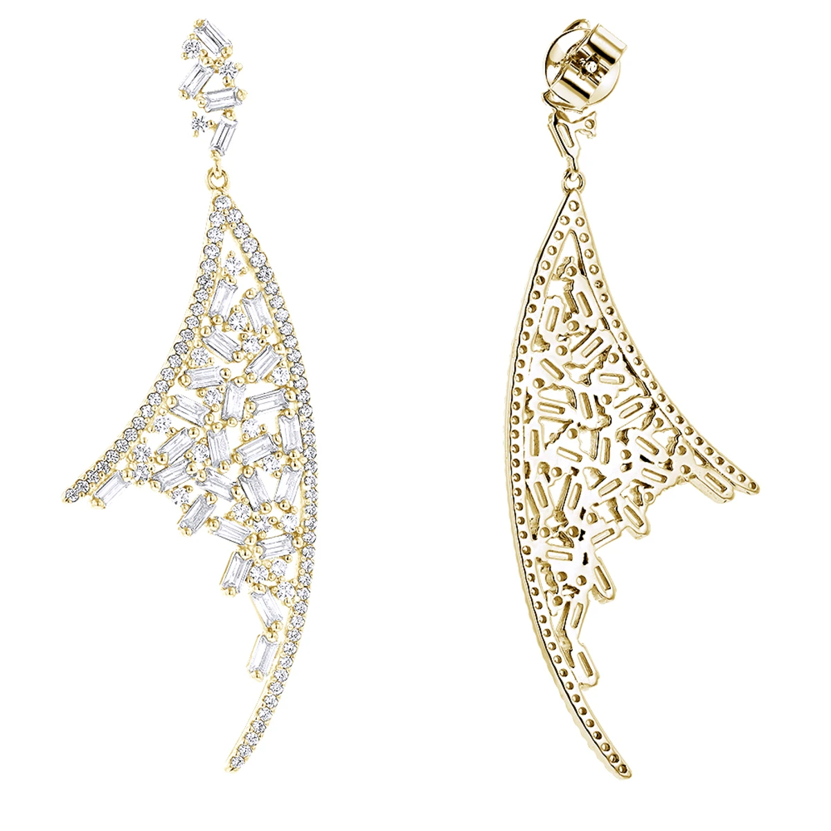 Unique 14K White Gold Designer Diamond Earrings 3.3ct 2 Unique 14K White Gold Designer Diamond Earrings 3.3ct - Image 2