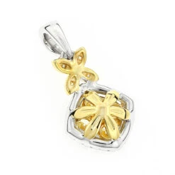 Unique 14K White Gold Designer White Yellow Diamond Women's Pendant By Luxurman -Luxurman unique 14k gold designer white yellow diamond womens pendant by luxurman backwh