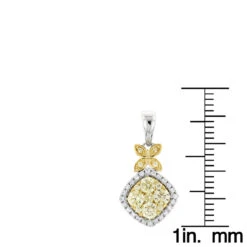 Unique 14K White Gold Designer White Yellow Diamond Women's Pendant By Luxurman -Luxurman unique 14k gold designer white yellow diamond womens pendant by luxurman rulerwh