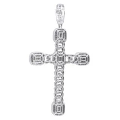 Unique 14K White Gold Large Cuban Link Cross Diamond Pendant For Men 2.5ct 3 Inch 9 Unique 14K White Gold Large Cuban Link Cross Diamond Pendant For Men 2.5ct 3 Inch -Luxurman unique 14k gold large cuban link cross diamond pendant for men 25ct 3 inch 803174 backwh