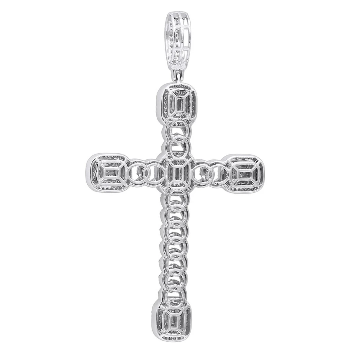 Unique 14K White Gold Large Cuban Link Cross Diamond Pendant For Men 2.5ct 3 Inch 4 Unique 14K White Gold Large Cuban Link Cross Diamond Pendant For Men 2.5ct 3 Inch - Image 4