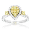 Unique 14K White Gold One Carat Yellow White Diamond Ring For Women By Luxurman