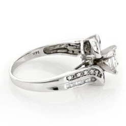 Unique 14K White Gold Pre-Set Diamond Engagement Ring Princess Round Diamonds -Luxurman unique 14k gold pre set diamond engagement ring 104ct p 6804 backwh