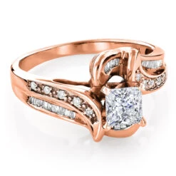 Unique 14K White Gold Pre-Set Diamond Engagement Ring Princess Round Diamonds -Luxurman unique 14k gold pre set diamond engagement ring 104ct p 6804 ro