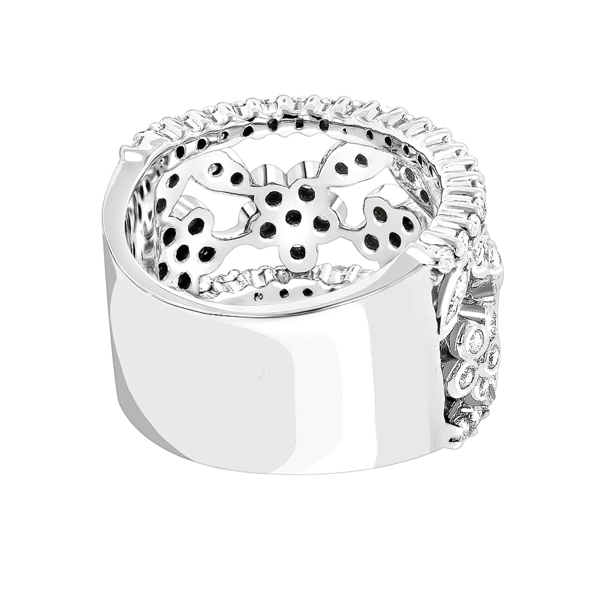 Unique 14K White Gold Round Diamond Flower Ring For Women By Luxurman 0.82ct 4 Unique 14K White Gold Round Diamond Flower Ring For Women By Luxurman 0.82ct - Image 4