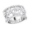 Unique 14K White Gold Round Diamond Flower Ring For Women By Luxurman 0.82ct