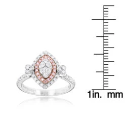 Unique 14K White Gold White Pink Diamond Ring For Women Marquise Hearts Design 11 Unique 14K White Gold White Pink Diamond Ring For Women Marquise Hearts Design -Luxurman unique 14k gold white pink diamond ring for women marquise hearts design ruler
