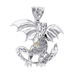 Unique 14K White Gold White Yellow Blue Diamond Dragon Pendant For Men 4.25ct -Luxurman unique 14k gold white yellow blue diamond dragon pendant for men 425ct backwh