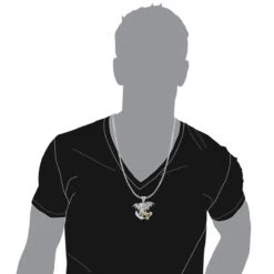 Unique 14K White Gold White Yellow Blue Diamond Dragon Pendant For Men 4.25ct -Luxurman unique 14k gold white yellow blue diamond dragon pendant for men 425ct bodwh