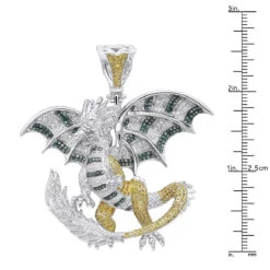 Unique 14K White Gold White Yellow Blue Diamond Dragon Pendant For Men 4.25ct -Luxurman unique 14k gold white yellow blue diamond dragon pendant for men 425ct rulerwh
