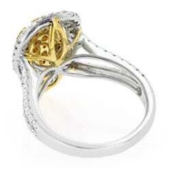 Unique 14K White Gold White Yellow Diamond Pear Shape Cluster Ring For Women 1.5c -Luxurman unique 14k gold white yellow diamond pear shape cluster ring for women 15c backwh