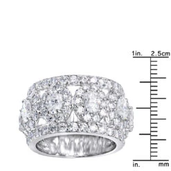 Unique 14K White Gold Wide Diamond Wedding Band 6.55ct Ladies Anniversary Ring -Luxurman unique 14k gold wide diamond wedding band 655ct ladies anniversary ring 000799 rulerwh