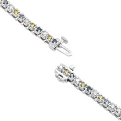 Unique 14K White Gold Yellow White Blue Diamond Tennis Bracelet For Women 1.5ct -Luxurman unique 14k gold yellow white blue diamond tennis bracelet for women 15ct backwh