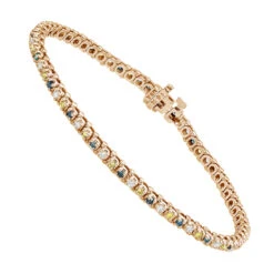 Unique 14K White Gold Yellow White Blue Diamond Tennis Bracelet For Women 1.5ct -Luxurman unique 14k gold yellow white blue diamond tennis bracelet for women 15ct ro