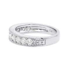 Unique 18K White Gold VVS Diamond Wedding Band For Women Vintage Style 1.2ct 11 Unique 18K White Gold VVS Diamond Wedding Band For Women Vintage Style 1.2ct -Luxurman unique 18k gold vvs diamond wedding band for women vintage style 12ct 000965 back white