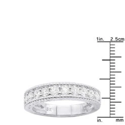 Unique 18K White Gold VVS Diamond Wedding Band For Women Vintage Style 1.2ct 15 Unique 18K White Gold VVS Diamond Wedding Band For Women Vintage Style 1.2ct -Luxurman unique 18k gold vvs diamond wedding band for women vintage style 12ct 000965 ruler white