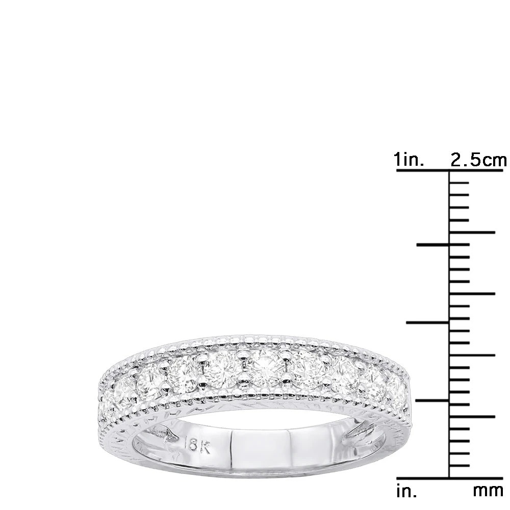 Unique 18K White Gold VVS Diamond Wedding Band For Women Vintage Style 1.2ct 8 Unique 18K White Gold VVS Diamond Wedding Band For Women Vintage Style 1.2ct - Image 8