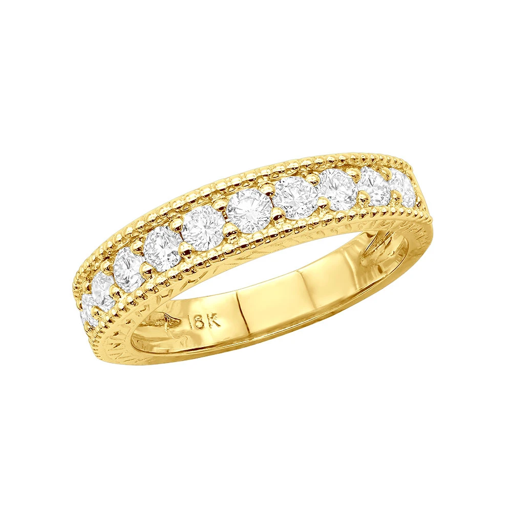 Unique 18K White Gold VVS Diamond Wedding Band For Women Vintage Style 1.2ct 2 Unique 18K White Gold VVS Diamond Wedding Band For Women Vintage Style 1.2ct - Image 2