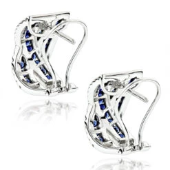 Unique Designer Diamonds And Blue Sapphires Earrings For Her 14K White Gold 9 Unique Designer Diamonds And Blue Sapphires Earrings For Her 14K White Gold -Luxurman unique designer diamonds and blue sapphires earrings for her 14k gold backwh