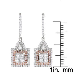 Unique Designer White And Pink Diamond Earrings For Women 14K Gold 1.75ct 12 Unique Designer White And Pink Diamond Earrings For Women 14K Gold 1.75ct -Luxurman unique designer white and pink diamond earrings for women 14k gold 175ct ruler
