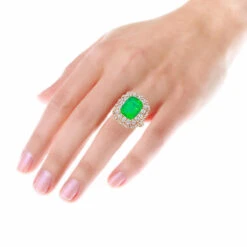 Unique Diamond And Emerald Cocktail Ring For Women 18K White Gold 9.7 Carats -Luxurman unique diamond and emerald cocktail ring for women in 18k gold 97 carats 802634 bodro