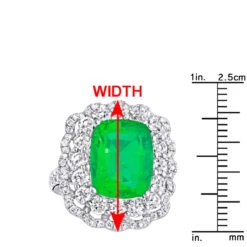 Unique Diamond And Emerald Cocktail Ring For Women 18K White Gold 9.7 Carats -Luxurman unique diamond and emerald cocktail ring for women in 18k gold 97 carats 802634 rulerwh