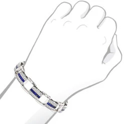 Unique Diamond And Sapphires Bracelet 14K White Gold 10 Unique Diamond And Sapphires Bracelet 14K White Gold -Luxurman unique diamond and sapphires bracelet in 14k yellow rose or white gold body white