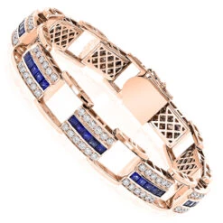 Unique Diamond And Sapphires Bracelet 14K White Gold 8 Unique Diamond And Sapphires Bracelet 14K White Gold -Luxurman unique diamond and sapphires bracelet in 14k yellow rose or white gold rose