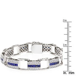 Unique Diamond And Sapphires Bracelet 14K White Gold 11 Unique Diamond And Sapphires Bracelet 14K White Gold -Luxurman unique diamond and sapphires bracelet in 14k yellow rose or white gold ruler white