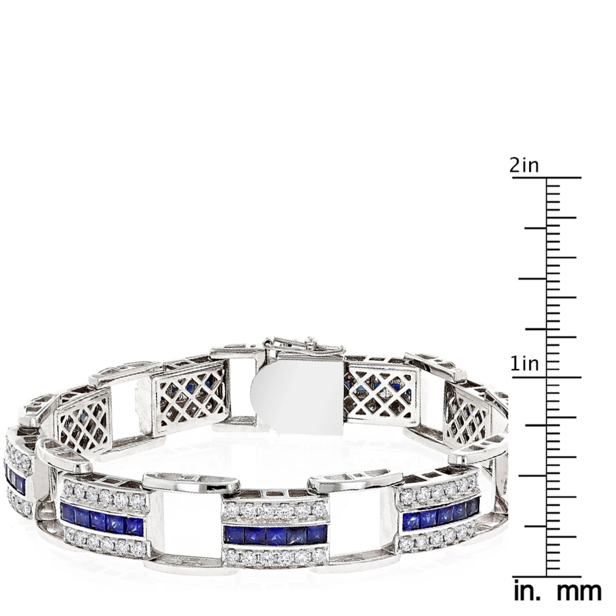 Unique Diamond And Sapphires Bracelet 14K White Gold 6 Unique Diamond And Sapphires Bracelet 14K White Gold - Image 6