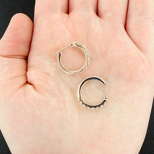 Unique 14K Yellow Gold Diamond Hoop Huggie Earrings 1.58ct 4 Unique 14K Yellow Gold Diamond Hoop Huggie Earrings 1.58ct - Image 4