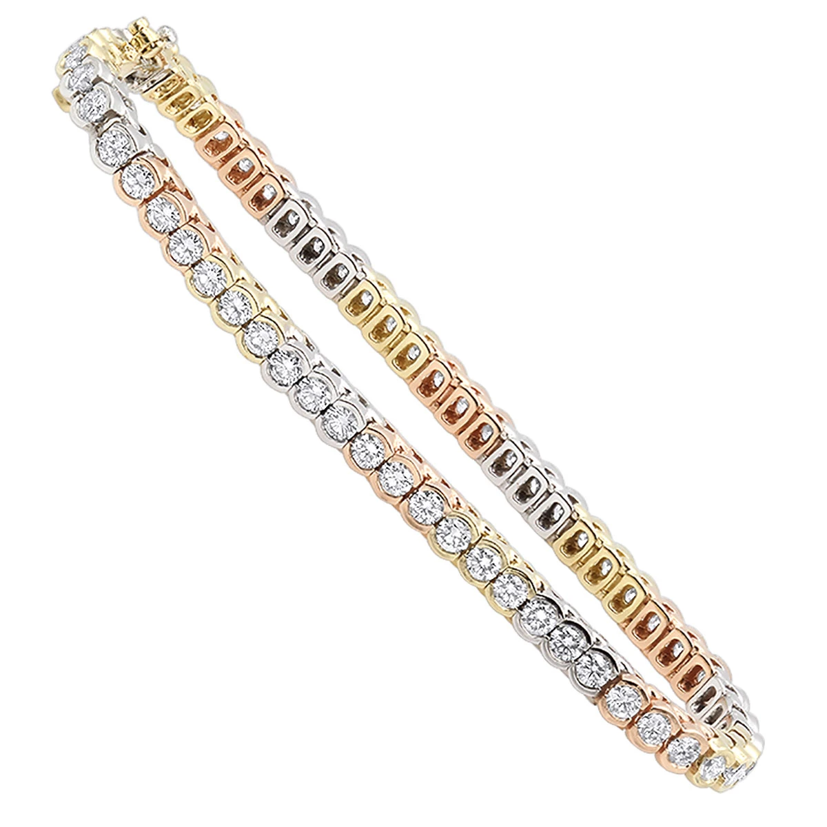 Unique Diamond Tennis Bracelet For Women Tricolor 14K White/Yellow/Rose Gold 1 Unique Diamond Tennis Bracelet For Women Tricolor 14K White/Yellow/Rose Gold