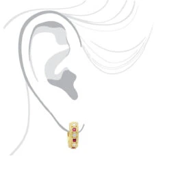 Unique Diamonds And Rubies Earrings Huggies 14K Yellow Gold Small Hoops 1/4 Inch -Luxurman unique diamonds and rubies earrings huggies 14k gold small hoops 14 inch 001300 bodye