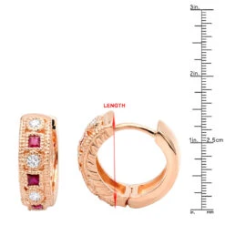 Unique Diamonds And Rubies Earrings Huggies 14K Yellow Gold Small Hoops 1/4 Inch -Luxurman unique diamonds and rubies earrings huggies 14k gold small hoops 14 inch 001300 rulerro