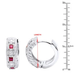 Unique Diamonds And Rubies Earrings Huggies 14K Yellow Gold Small Hoops 1/4 Inch -Luxurman unique diamonds and rubies earrings huggies 14k gold small hoops 14 inch 001300 rulerwh